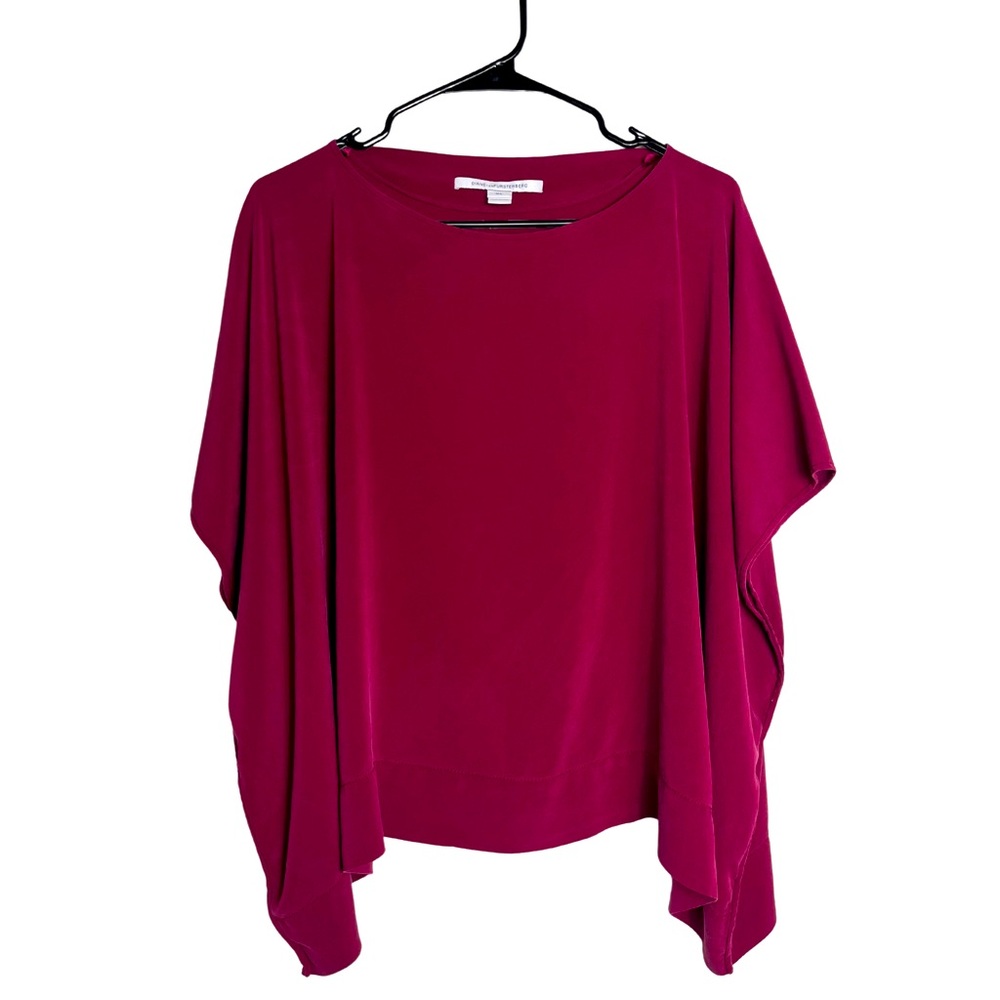 Diane Von Furstenberg Magenta Draped Silk Blouse